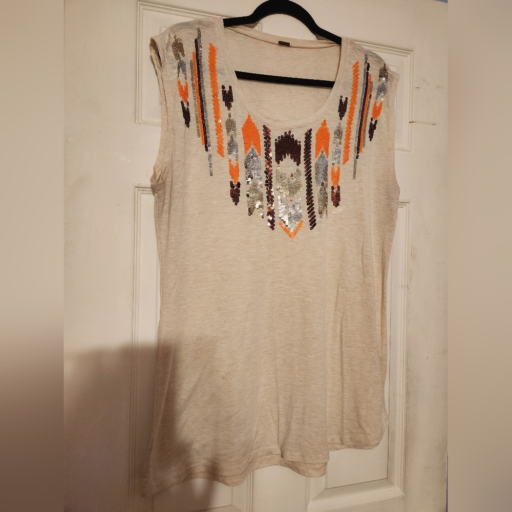 Plus Size Top with Sequins Design